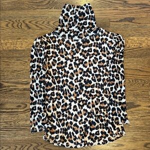 FREE PEOPLE Leopard Print Turtleneck, 3/4 sleeve, size L